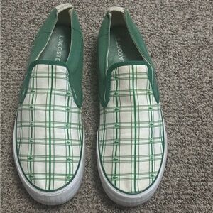 Men’s Lacoste Green Plaid Slip-On Sneakers